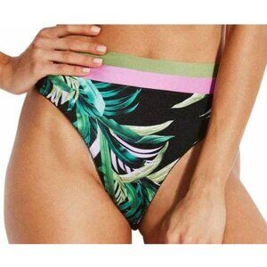 SEAFOLLY las Palmas hi rise bottom reversible floral and black Size 10 Beach NEW